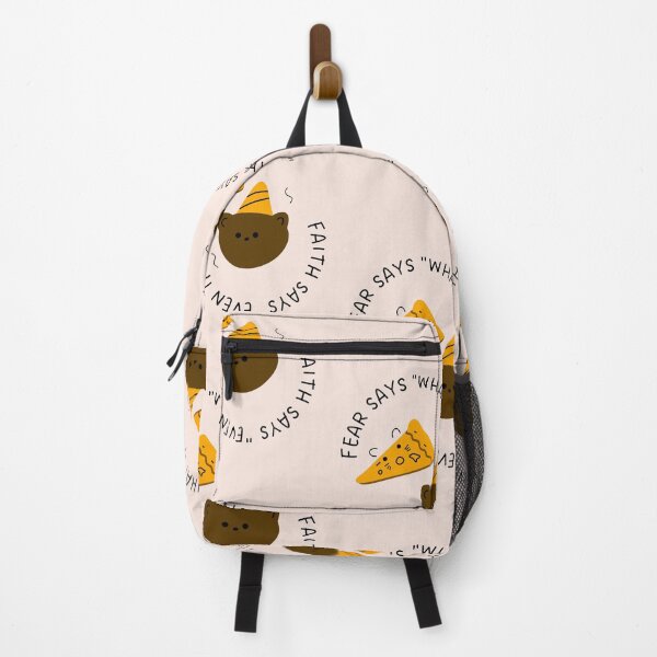 Item preview, FEAR SAYS "WHAT IF", FAITH SAYS "EVEN IF" | Cute Joyful Pizza and Bear Party Illustration designed and sold by RM-Journey.