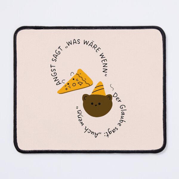 Item preview, Angst sagt "Was wäre wenn", Glaube sagt "Auch wenn" | Cute Joyful Pizza and Bear Party Illustration designed and sold by RM-Journey.