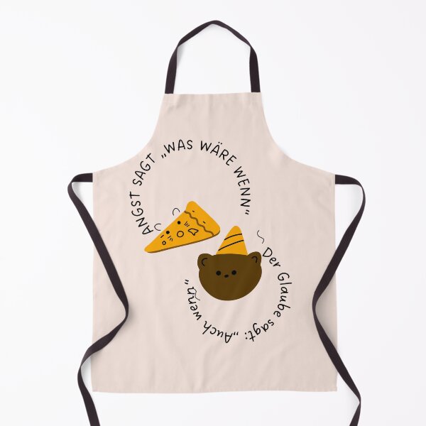 Item preview, Angst sagt "Was wäre wenn", Glaube sagt "Auch wenn" | Cute Joyful Pizza and Bear Party Illustration designed and sold by RM-Journey.