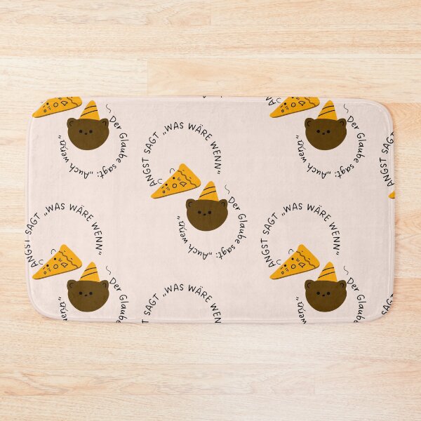 Item preview, Angst sagt "Was wäre wenn", Glaube sagt "Auch wenn" | Cute Joyful Pizza and Bear Party Illustration designed and sold by RM-Journey.