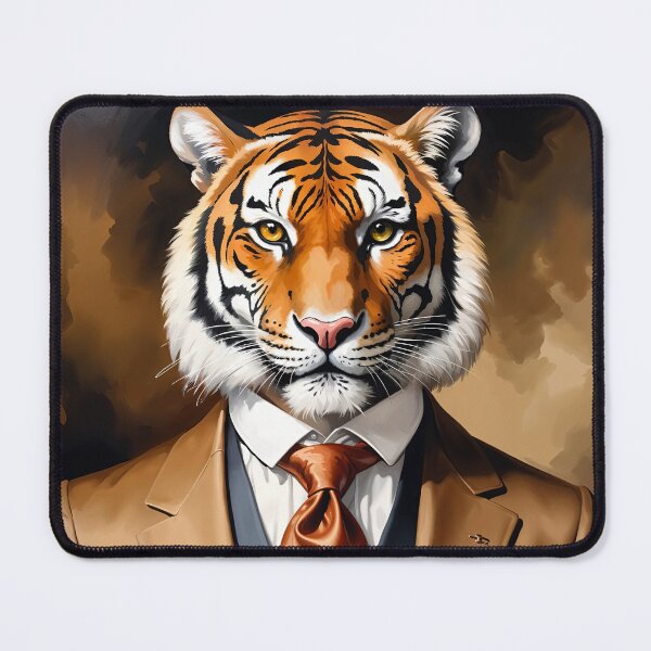 Item preview, The Distinguished Gentleman: Sophisticated Tiger in Suit Portrait designed and sold by Very Peculiar.