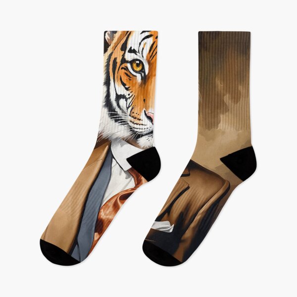 Item preview, The Distinguished Gentleman: Sophisticated Tiger in Suit Portrait designed and sold by Very Peculiar.