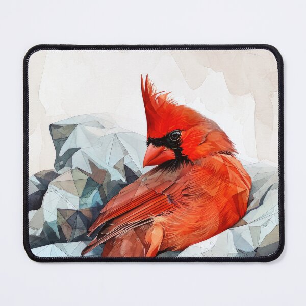 Item preview, Red cardinal bird portrait watercolor art #bird designed and sold by JBJart.