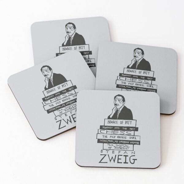Artikelvorschau, Stefan Zweig Portrait mit Bücherstapel Linolschnitt entworfen und verkauft von louweasely.
