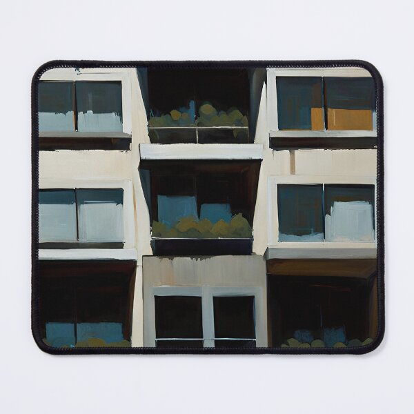 Item preview, Brutalist architecture oil painting #0029 designed and sold by larabu.