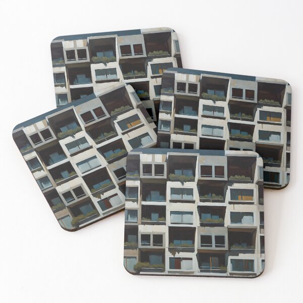 Item preview, Brutalist architecture oil painting #0029 designed and sold by larabu.