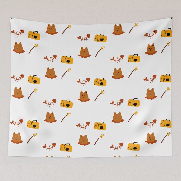 Item preview, Cheerful Pet: Cartoon Cat, Fishbone, Carrier Backpack, and Treats | White Background designed and sold by RM-Journey.