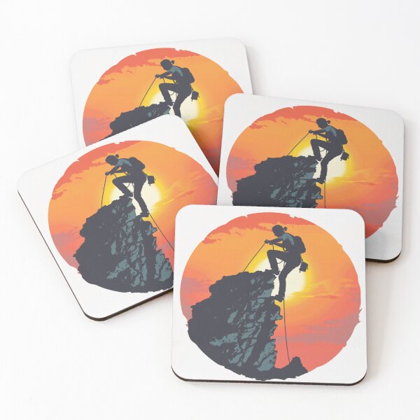 Item preview, Climber scaling rocky cliff sunset backdrop Active Outdoors Inspired Art designed and sold by CDC40.