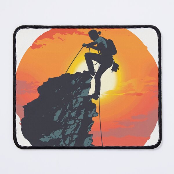 Item preview, Climber scaling rocky cliff sunset backdrop Active Outdoors Inspired Art designed and sold by CDC40.