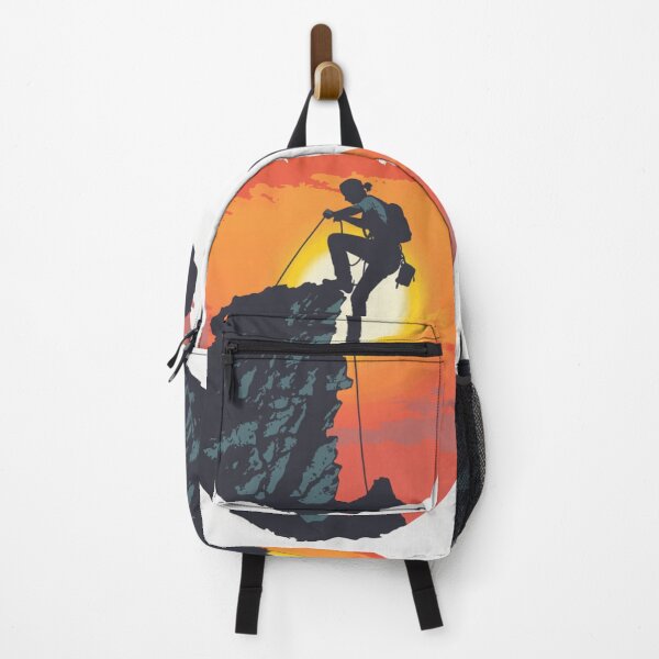 Item preview, Climber scaling rocky cliff sunset backdrop Active Outdoors Inspired Art designed and sold by CDC40.