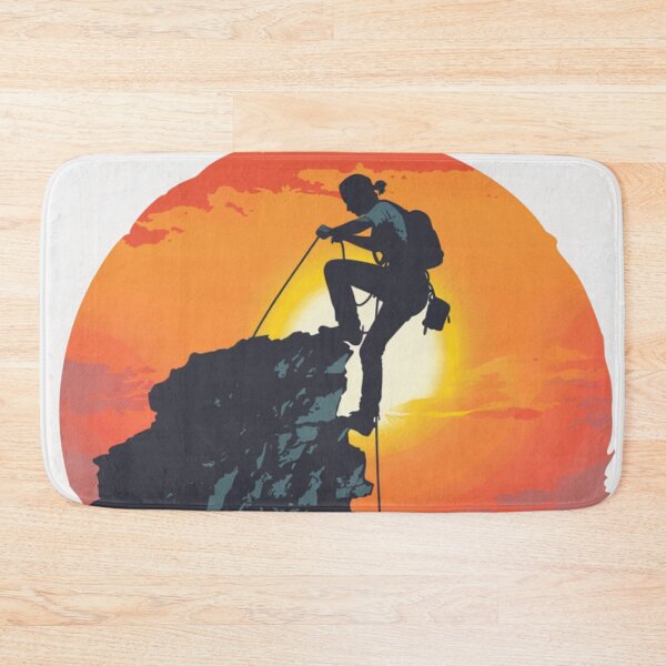 Item preview, Climber scaling rocky cliff sunset backdrop Active Outdoors Inspired Art designed and sold by CDC40.