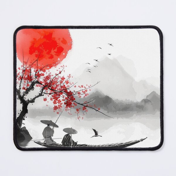 Item preview, Water colour painting of Japanese fishing boat with cherry blossom tree designed and sold by molly-josh-art.