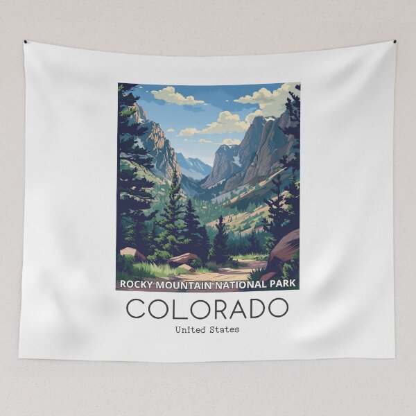 Item preview, A Vintage Travel Illustration of the Rocky Mountain National Park - Colorado - US designed and sold by GoodOldVintage.