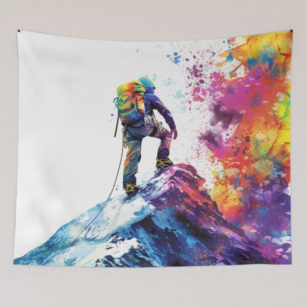 Item preview, Climber reaching summit burst colour Active Outdoors Inspired Art designed and sold by CDC40.