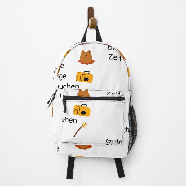 Item preview, Gute Dinge brauchen Zeit | Cartoon Cat, Fishbone, Carrier Backpack, and Treat Illustration designed and sold by RM-Journey.