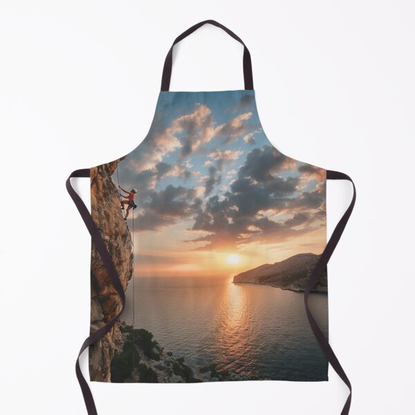 Item preview, Climber ascending rocky cliff dramatic sunset Active Outdoors Inspired Art designed and sold by CDC40.