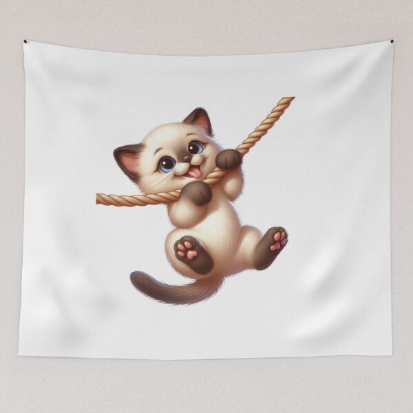 Item preview, Siamese Cat Hangging on a Rope designed and sold by Truiskatain.