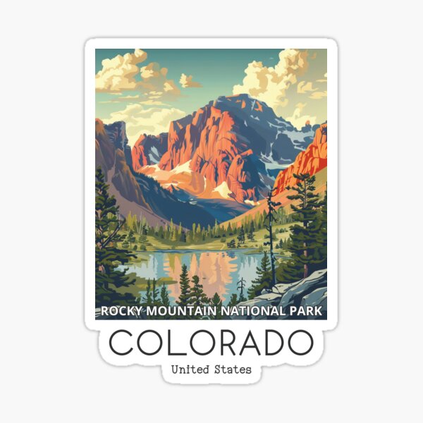 Vista previa del artículo con la obra «Una ilustración de viajes vintage del Parque Nacional de las Montañas Rocosas - Colorado - EE. UU.», diseñado y vendido por GoodOldVintage.