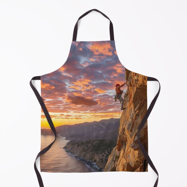 Item preview, Climber ascending rocky cliff dramatic sunset Active Outdoors Inspired Art designed and sold by CDC40.