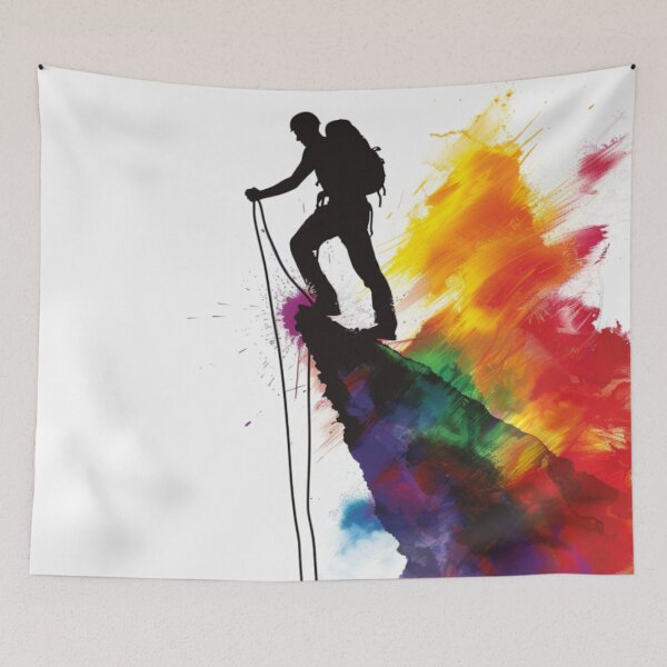 Item preview, Climber reaching summit burst colour Active Outdoors Inspired Art designed and sold by CDC40.