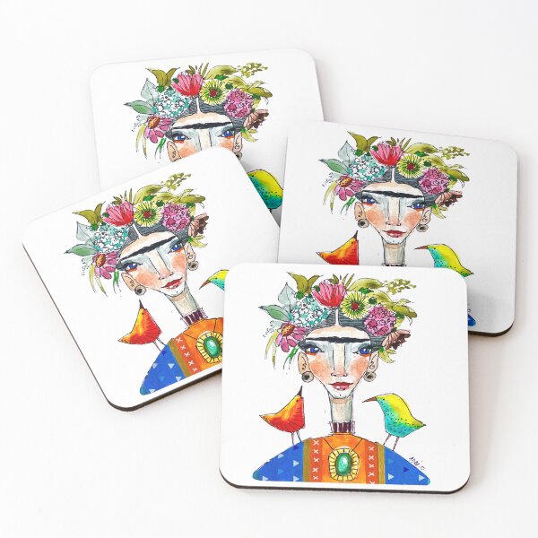 Item preview, Whimsical Watercolor: Frida Kahlo's Vibrant Portrait designed and sold by adriaquart.
