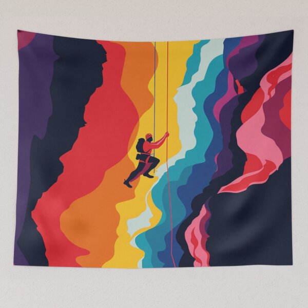 Item preview, Climber tackling challenging route bold colours Active Outdoors Inspired Art designed and sold by CDC40.