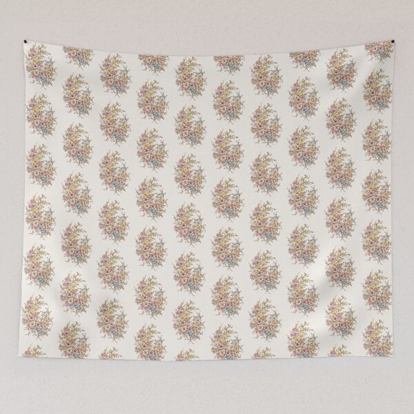 Item preview, Red blue beige wildflowers  designed and sold by Sameena Fatima.