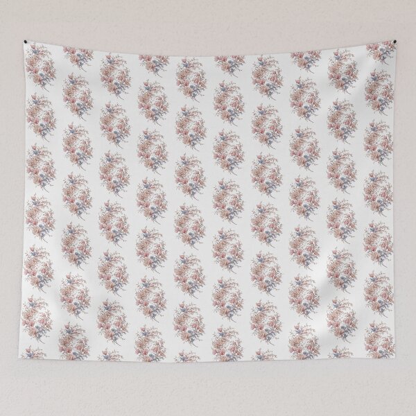 Item preview, Red blue beige wildflowers  designed and sold by Sameena Fatima.