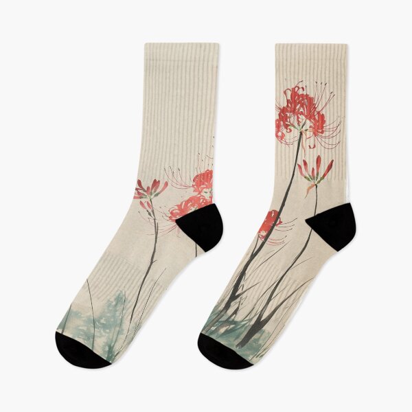 Item preview, Red spider lily Japanese woodblock designed and sold by molly-josh-art.