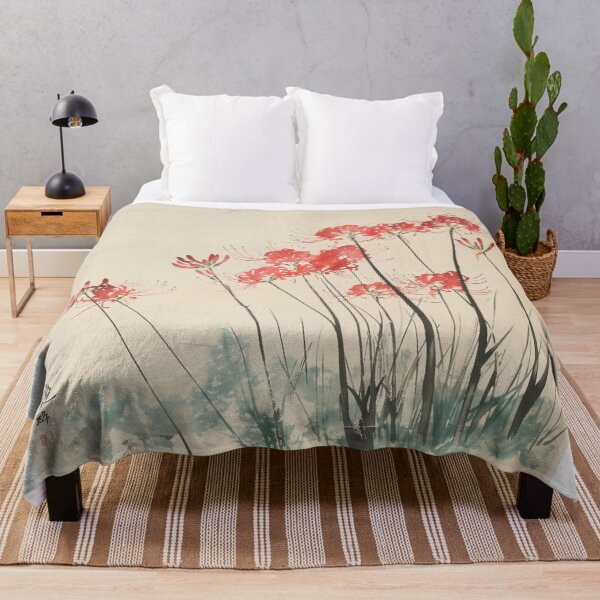 Item preview, Red spider lily Japanese woodblock designed and sold by molly-josh-art.