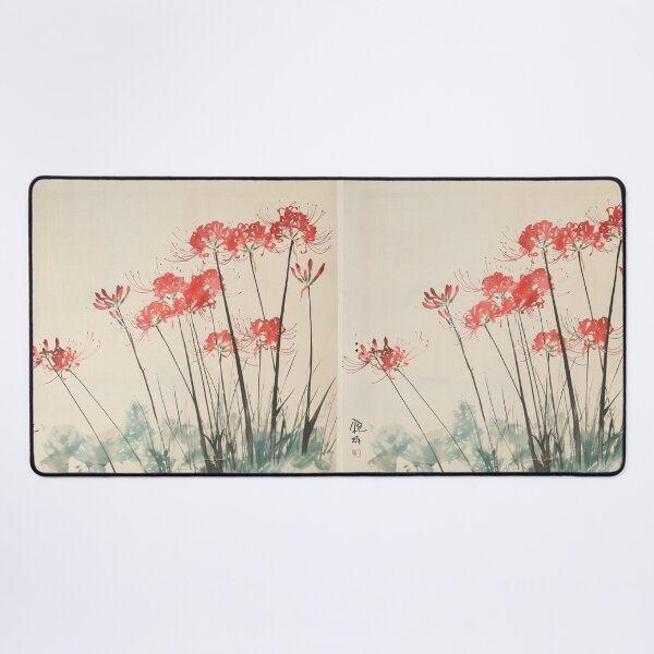 Item preview, Red spider lily Japanese woodblock designed and sold by molly-josh-art.