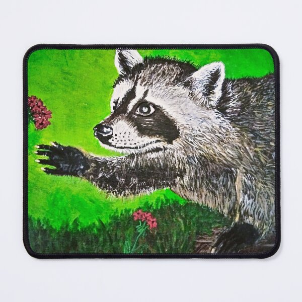 Item preview, Raccoon and poppy designed and sold by Wendy Carveiro.