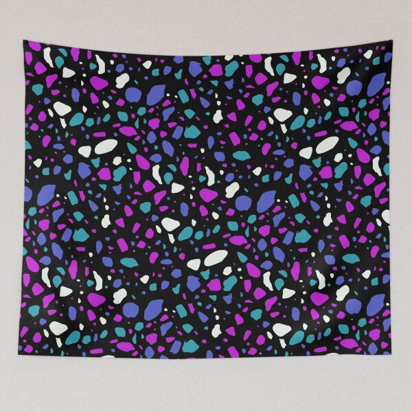 Item preview, Black Multicolor Terrazzo Tile Composition Seamless Chips Replica designed and sold by Alchemy-A-La-G.