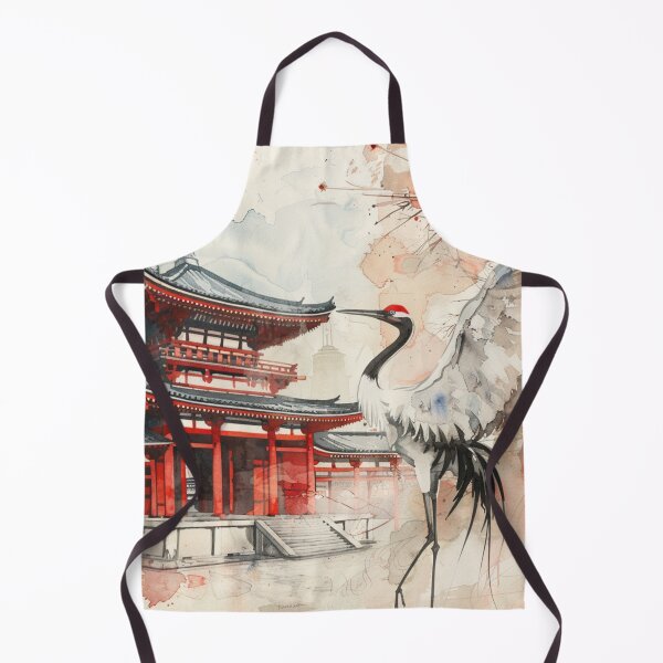 Item preview, Japanese temple and crane water colour designed and sold by molly-josh-art.