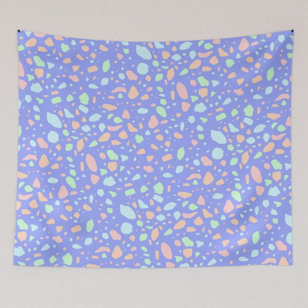 Item preview, Blue Multicolor Terrazzo Tile Composition Seamless Textile Replica designed and sold by Alchemy-A-La-G.