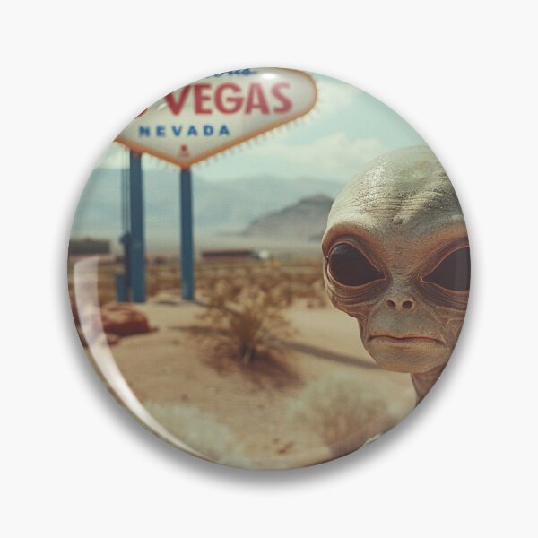 Item preview, Sad Alien Extraterrestrial Near The Las Vegas Sign, Sci Fi Art Print, Space Alien designed and sold by IzabellaBlue.