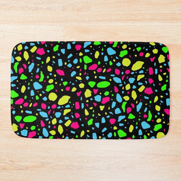 Item preview, Black Neon Multicolor Terrazzo Tile Composition Seamless Textile designed and sold by Alchemy-A-La-G.