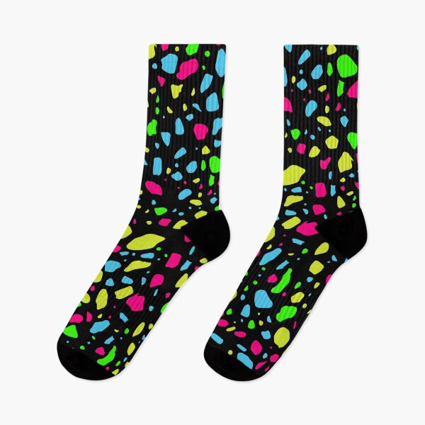 Item preview, Black Neon Multicolor Terrazzo Tile Composition Seamless Textile designed and sold by Alchemy-A-La-G.