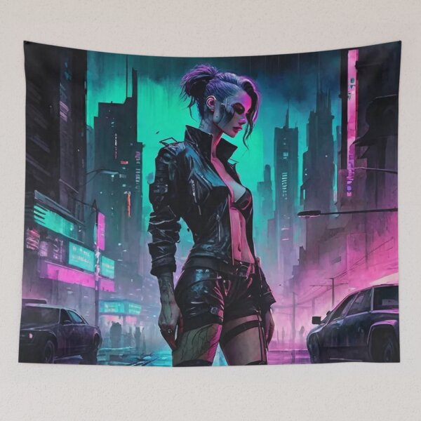 Item preview, Dystopian Cyberpunk Girl, Vaporwave, Digital Painting designed and sold by Burn-Ego.