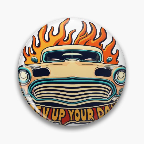 Item preview, Retro Hot Rod with Flames - Rev Up Your Day designed and sold by NiftyWrx.