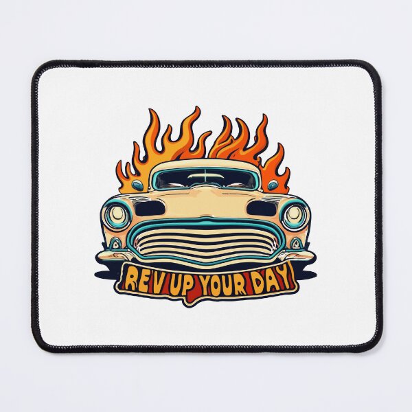 Item preview, Retro Hot Rod with Flames - Rev Up Your Day designed and sold by NiftyWrx.