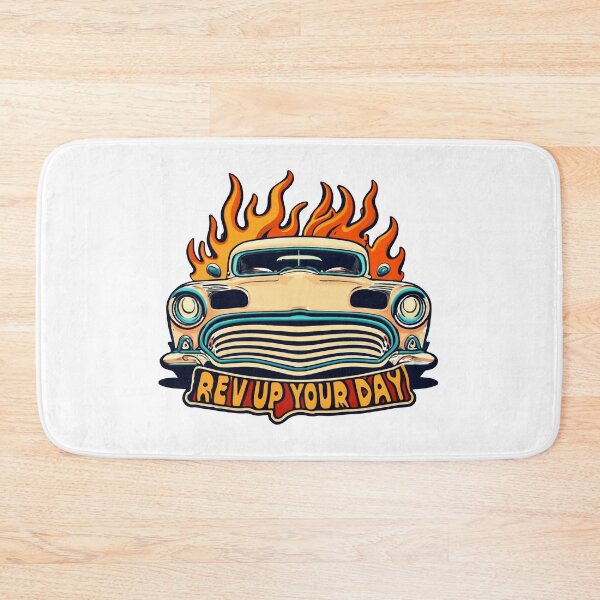 Item preview, Retro Hot Rod with Flames - Rev Up Your Day designed and sold by NiftyWrx.