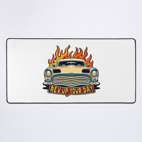 Item preview, Retro Hot Rod with Flames - Rev Up Your Day designed and sold by NiftyWrx.