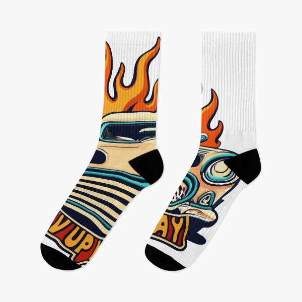Item preview, Retro Hot Rod with Flames - Rev Up Your Day designed and sold by NiftyWrx.