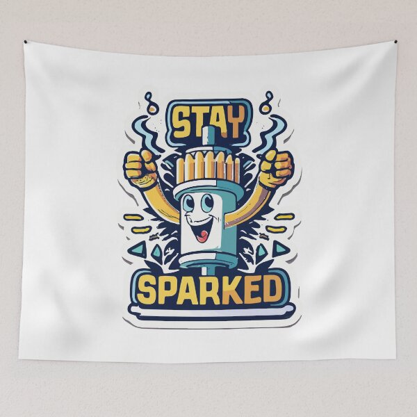 Item preview, Stay Sparked - Cartoon Spark Plug designed and sold by NiftyWrx.