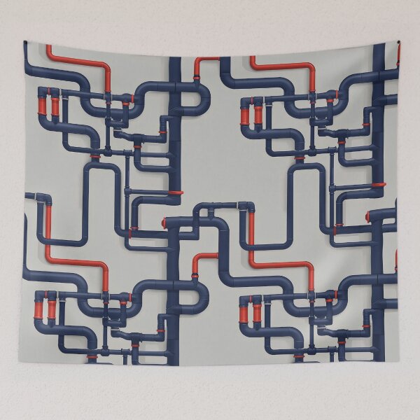 Item preview, Abstract Water Pipe Maze in Blue and Red Patterns v1 | Phone case, Blanket, Cushion designed and sold by BuzzworthyShop.