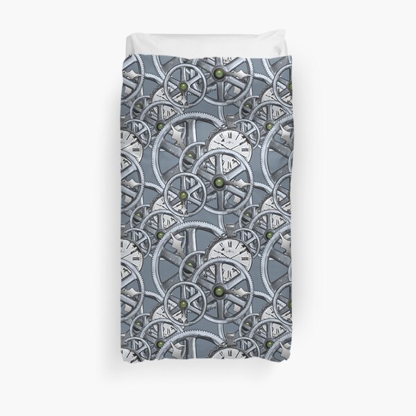 Gears and Time in Blue and Purple Duvet Cover