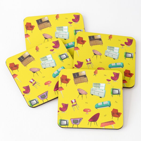 Item preview, Copy of 50s classic fabric design on a deep yellow background designed and sold by TerenceLacey.