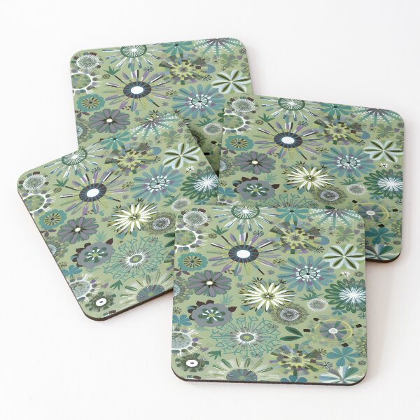 Item preview, Abstract Flowers on Green Background designed and sold by MrKATORSKI.