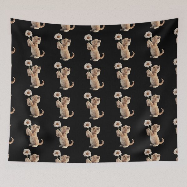Item preview, Cute kitten reaching for white  flower designed and sold by mando24895.